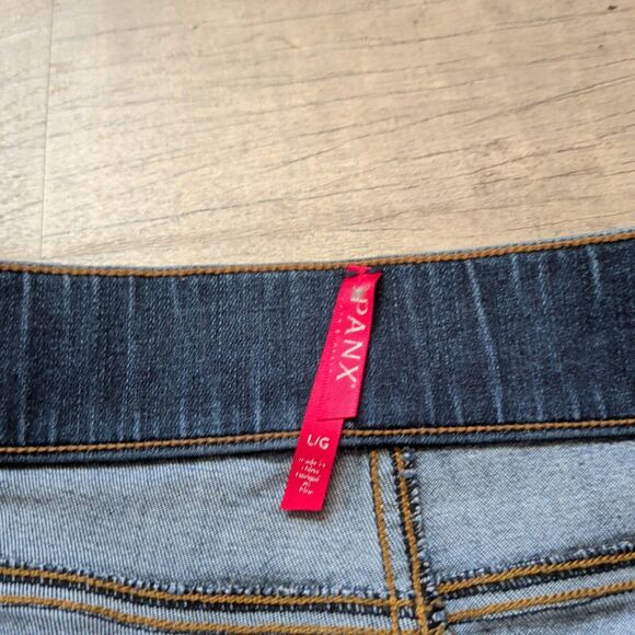 Spanx Distressed Ankle Skinny Jeans Raw Hem Medium Wash Size L - Picture 3 of 7